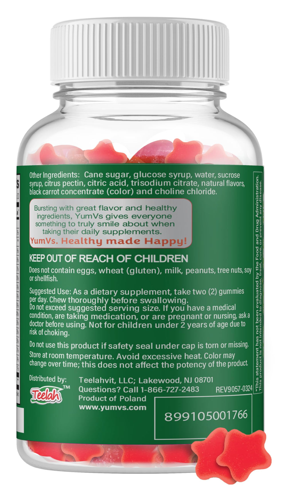 Vitamin gummies bottle with 60-count label for men and women (vegan-friendly)