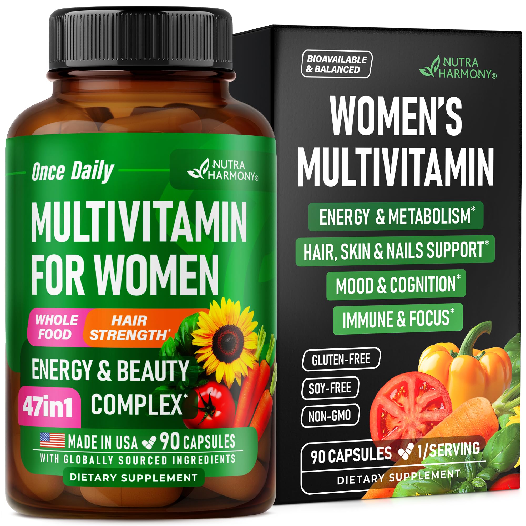Front view of Multivitamin for Women 47-in-1 bottle