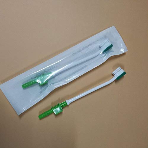 Close-up of soft bristles and latex-free sponge with suction tube