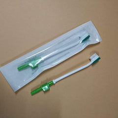 Close-up of soft bristles and latex-free sponge with suction tube