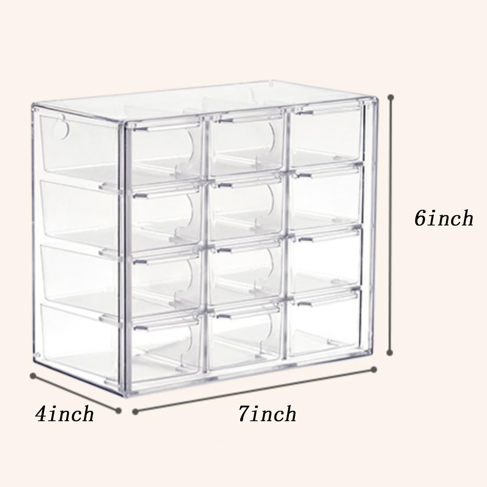 Drawer-style organizer with handle for easy pull and dust protection