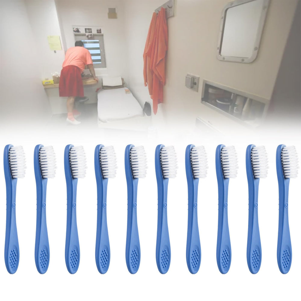 MUROCEA mini manual toothbrush for prison – front view (white PP plastic)