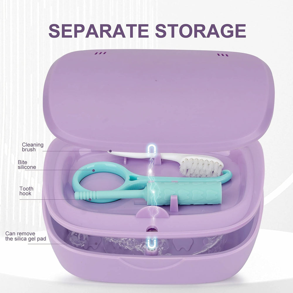 Denture bath box with strainer basket