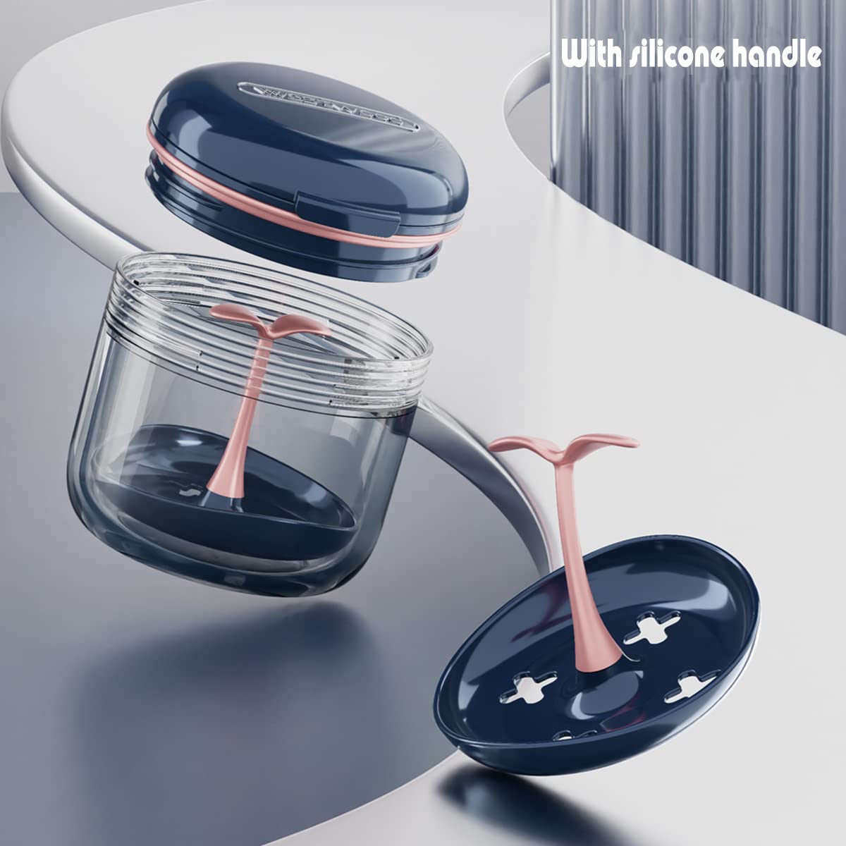 Packaging including denture case, mirror, strainer basket, extractor and brush