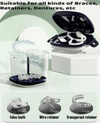 Denture bath box blue with strainer basket
