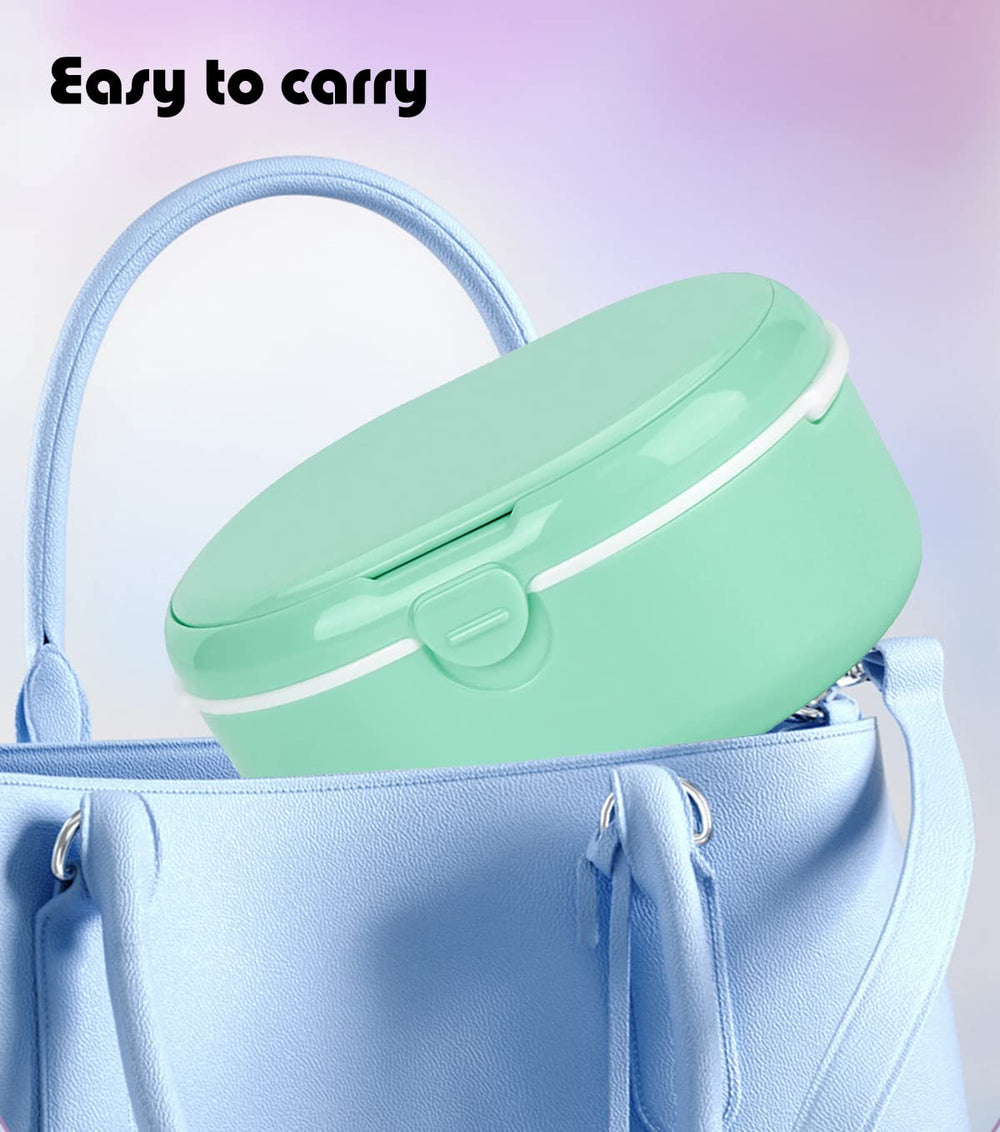 Compact denture holder storage soak container in D Green