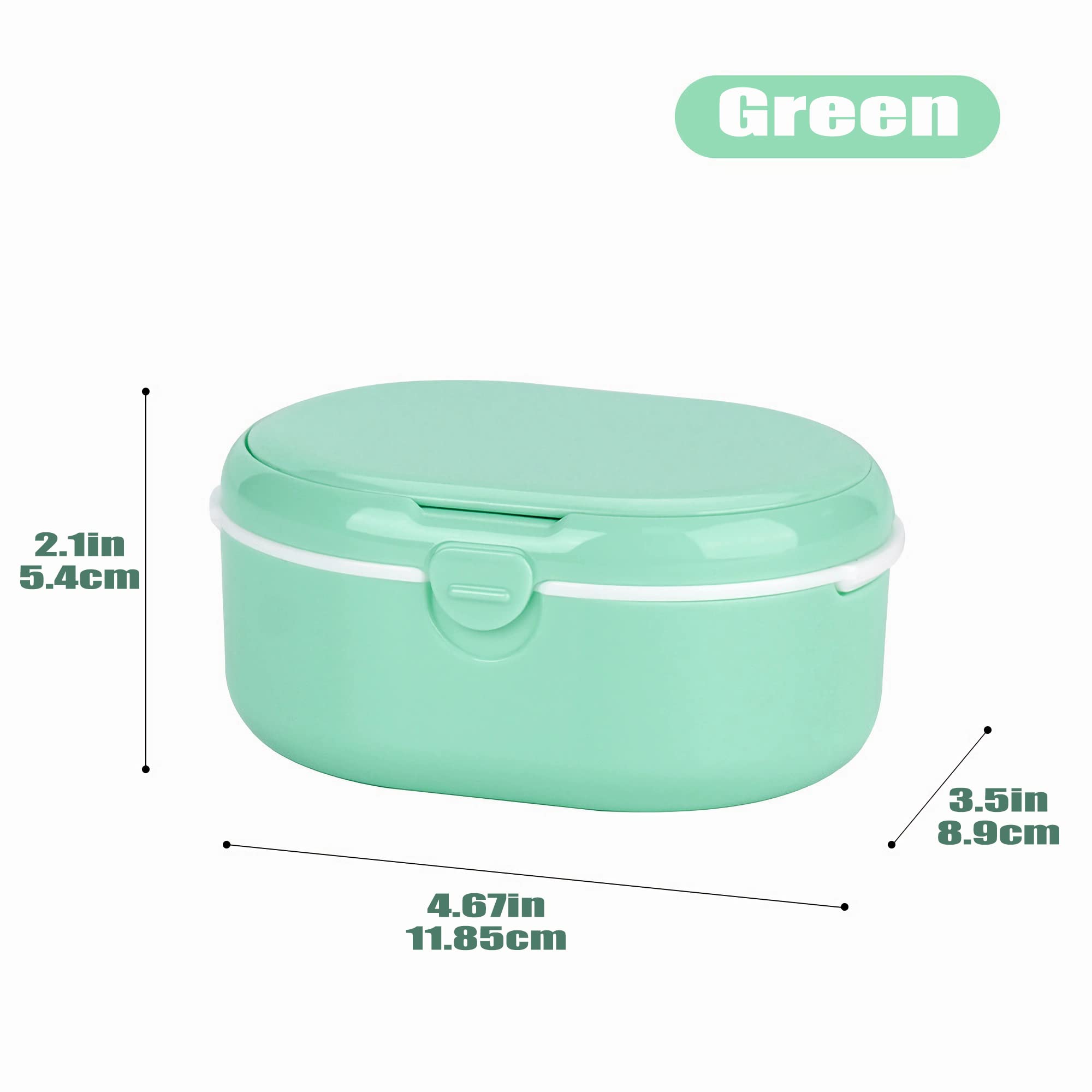 Gift-ready denture case with accessories and mirror in D Green