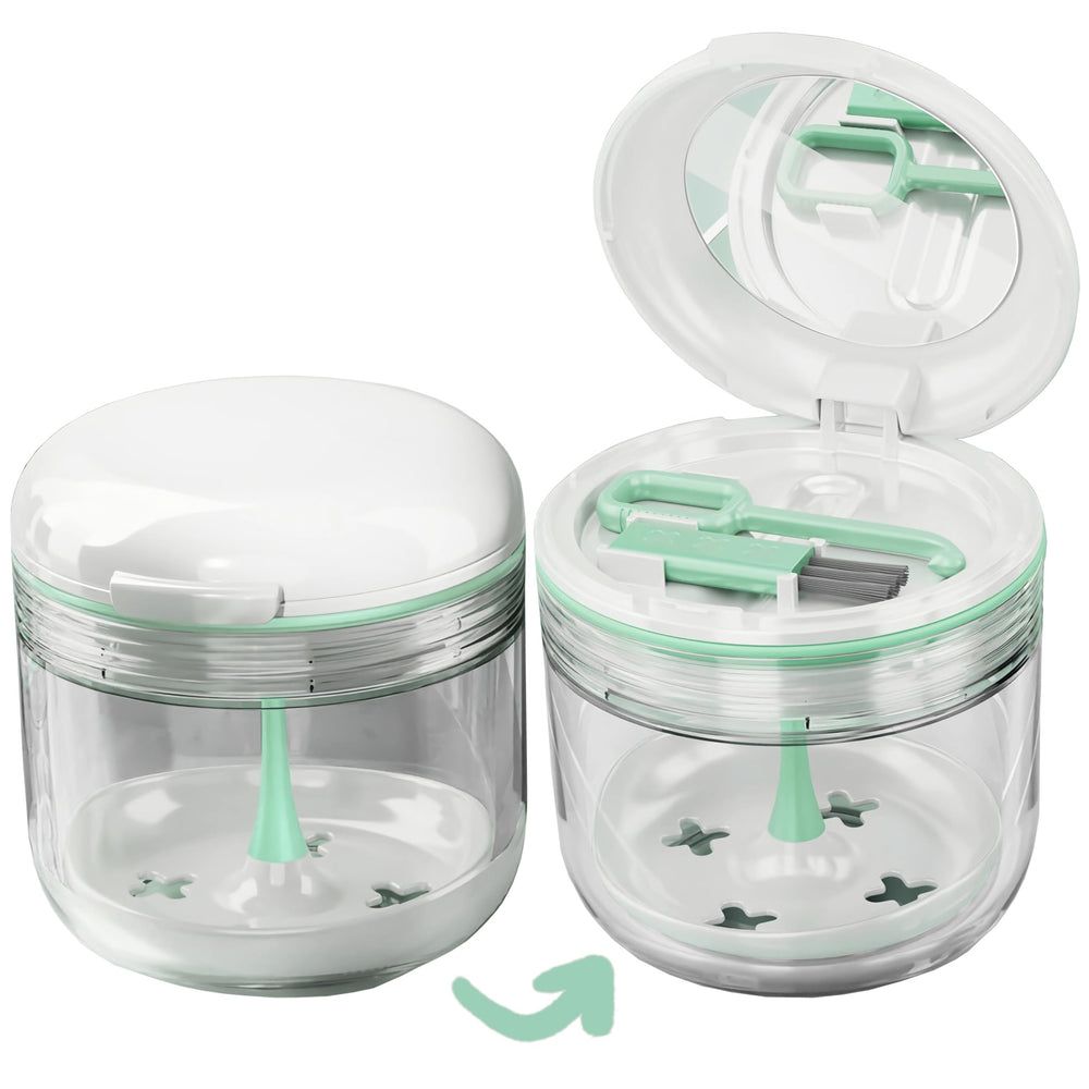 MURRI-MURRDI retainer case with denture bath box, drain tray and mirror (white)