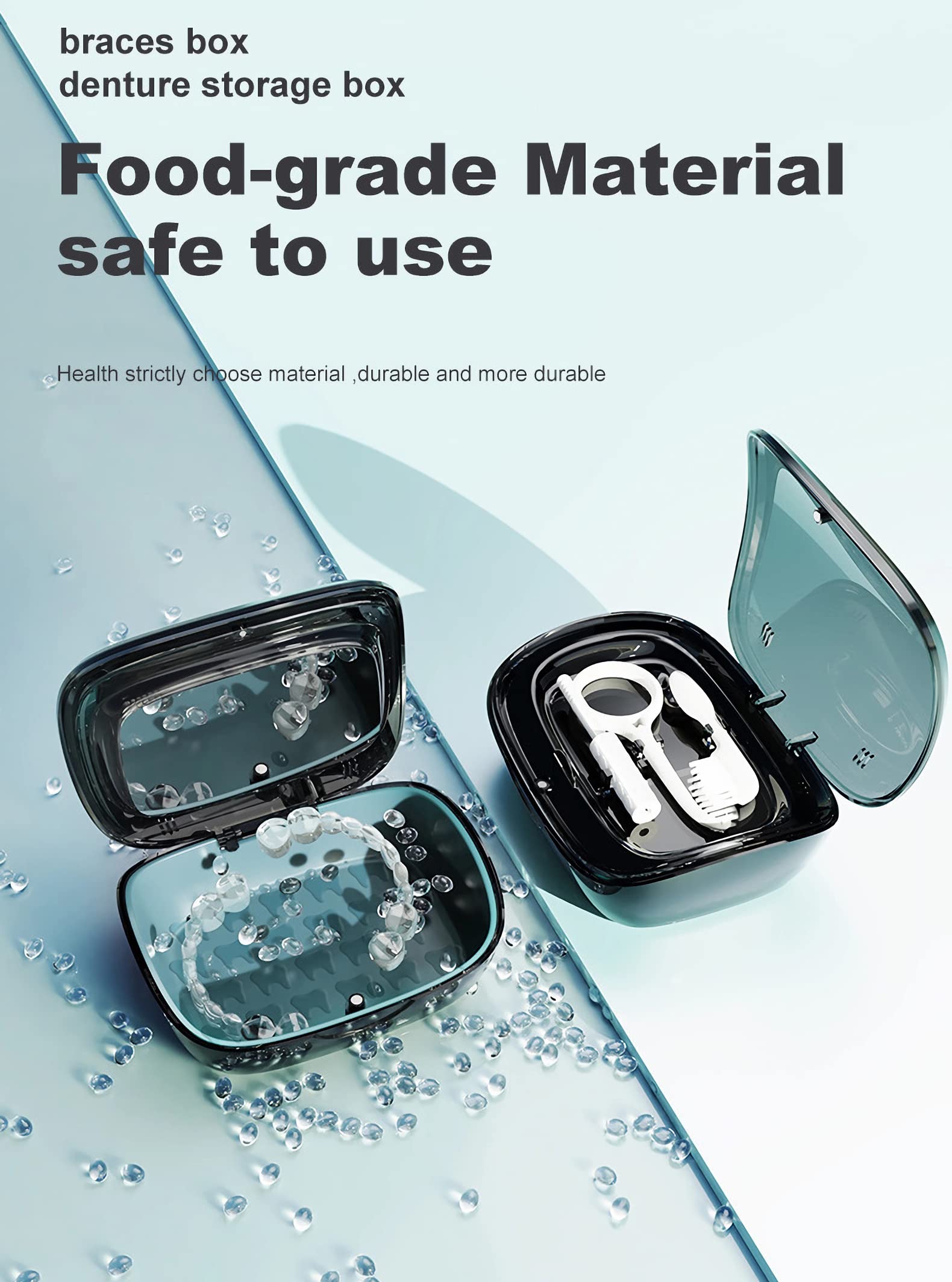 Compact travel-ready denture storage container