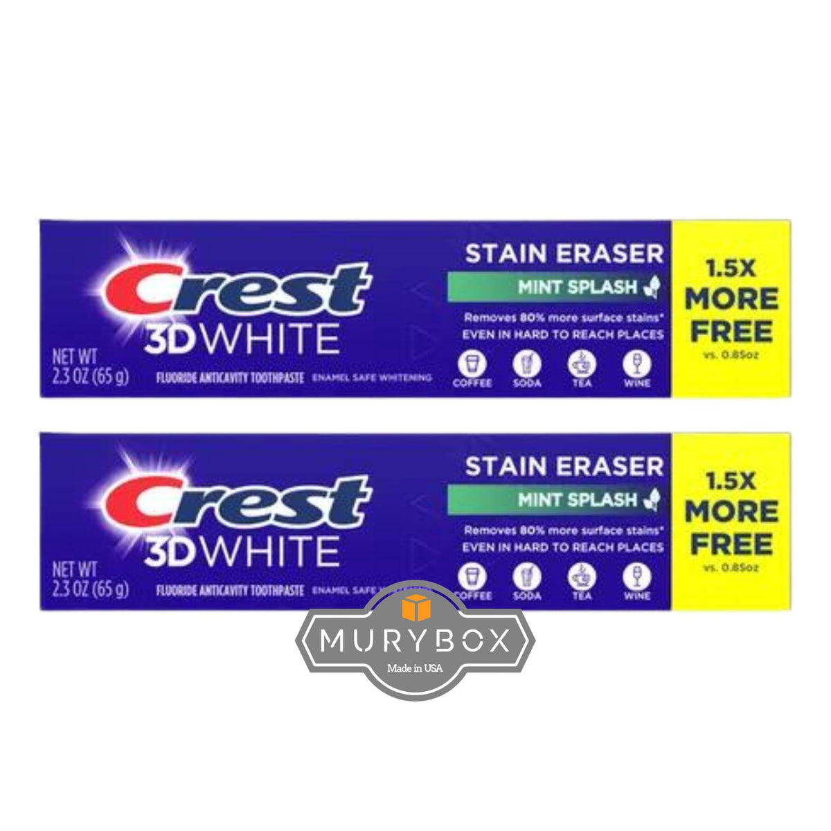 MURYBOX Crest 3D White Stain Eraser toothpaste tube front view