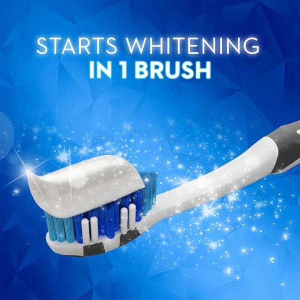 Mint foam on toothbrush illustrating whitening action