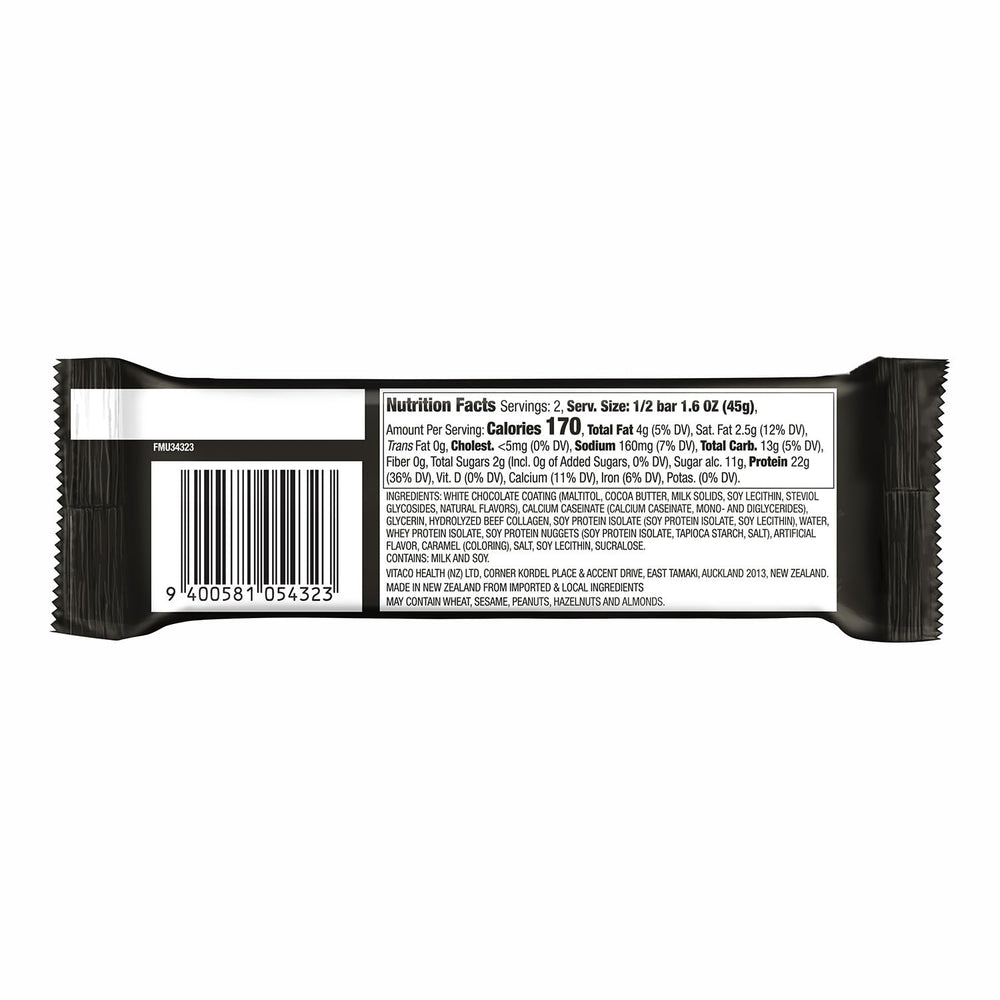 MUSASHI High Protein Bar White Chocolate Caramel nutrition panel