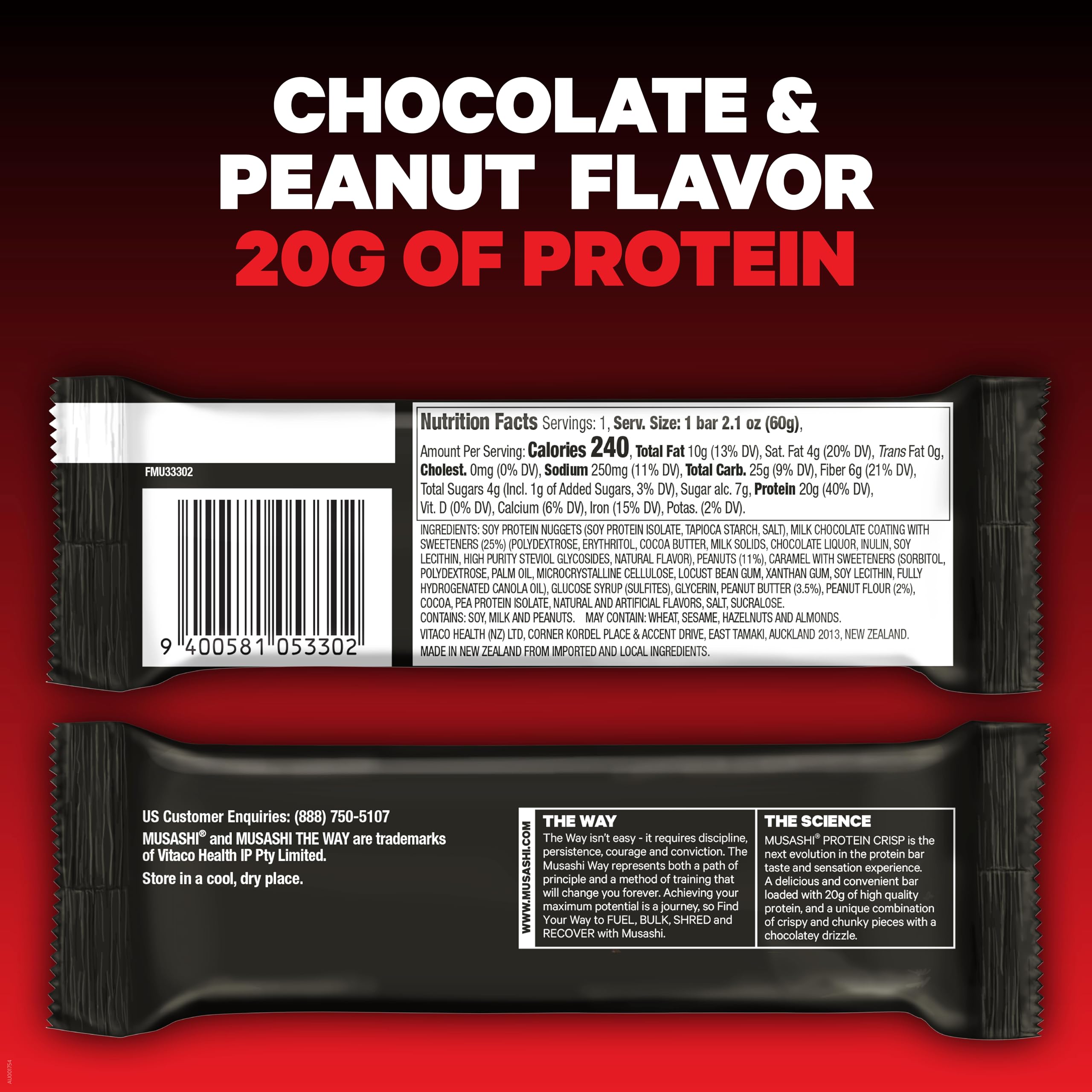Close-up of the crispy texture of the Musashi Protein Crisp Bar