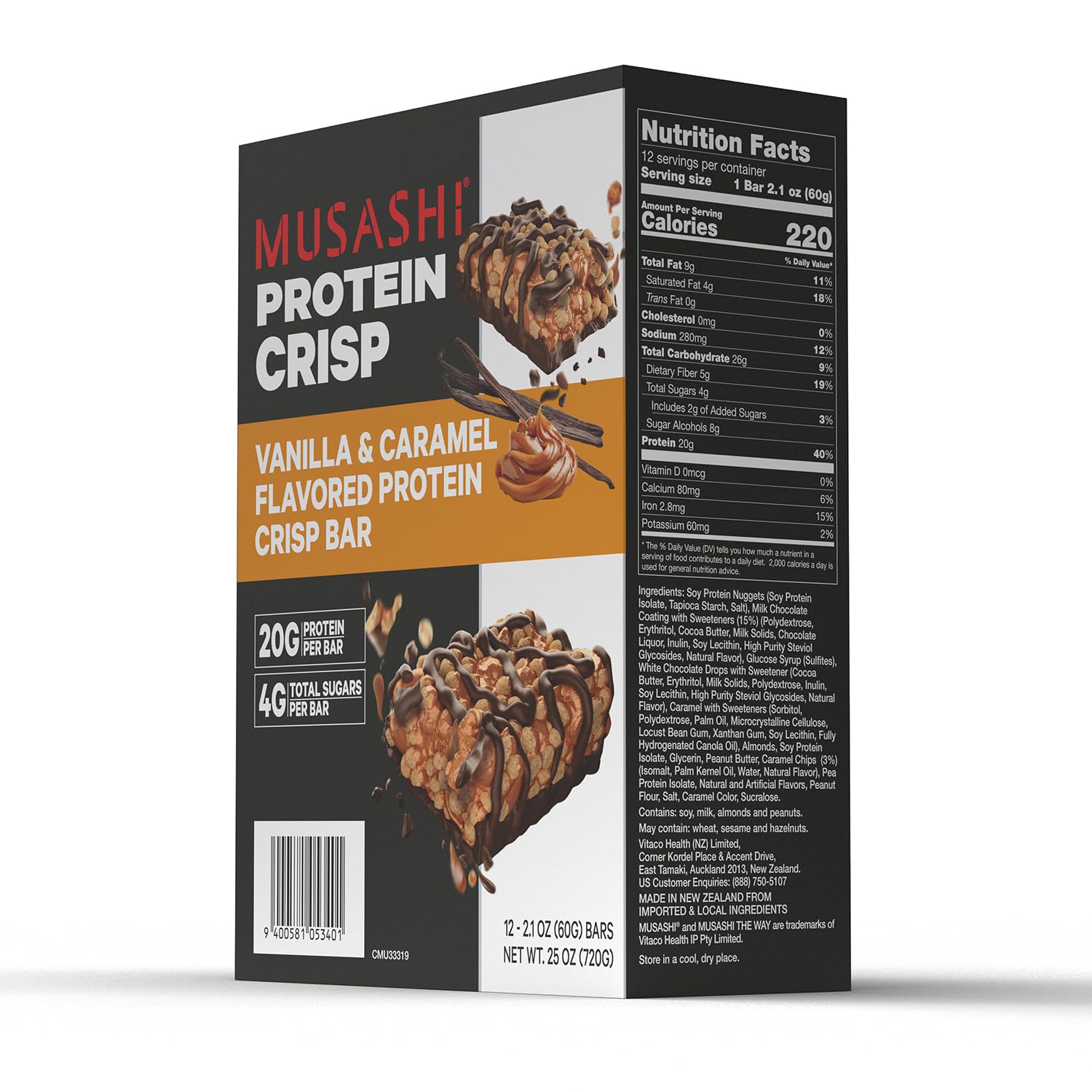 MUSASHI Protein Crisp Bar packaging with logo