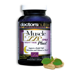Close-up label of Muscle Ezze PM Plus Night Time Capsules