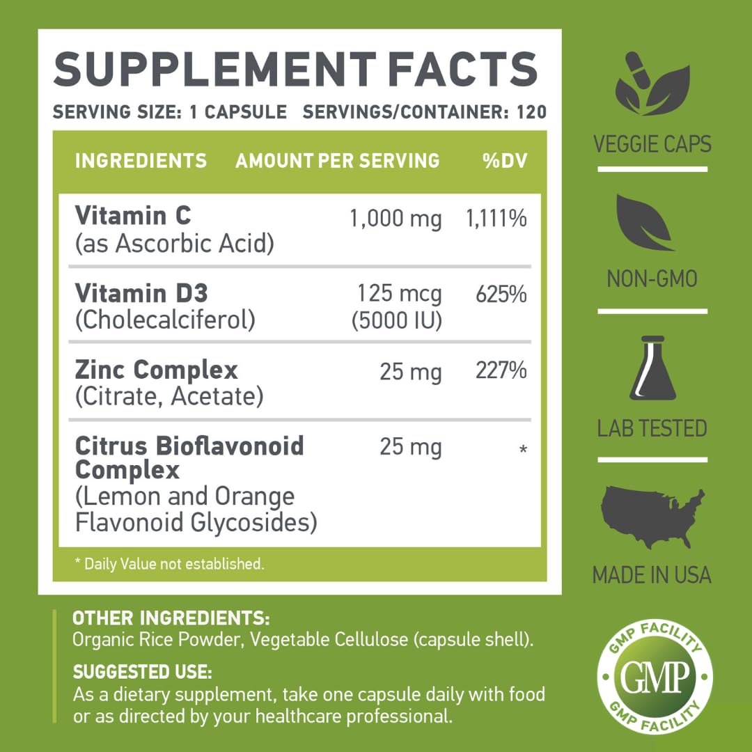 CDZ supplement ingredients panel highlighting Vitamin C, D3 and Zinc