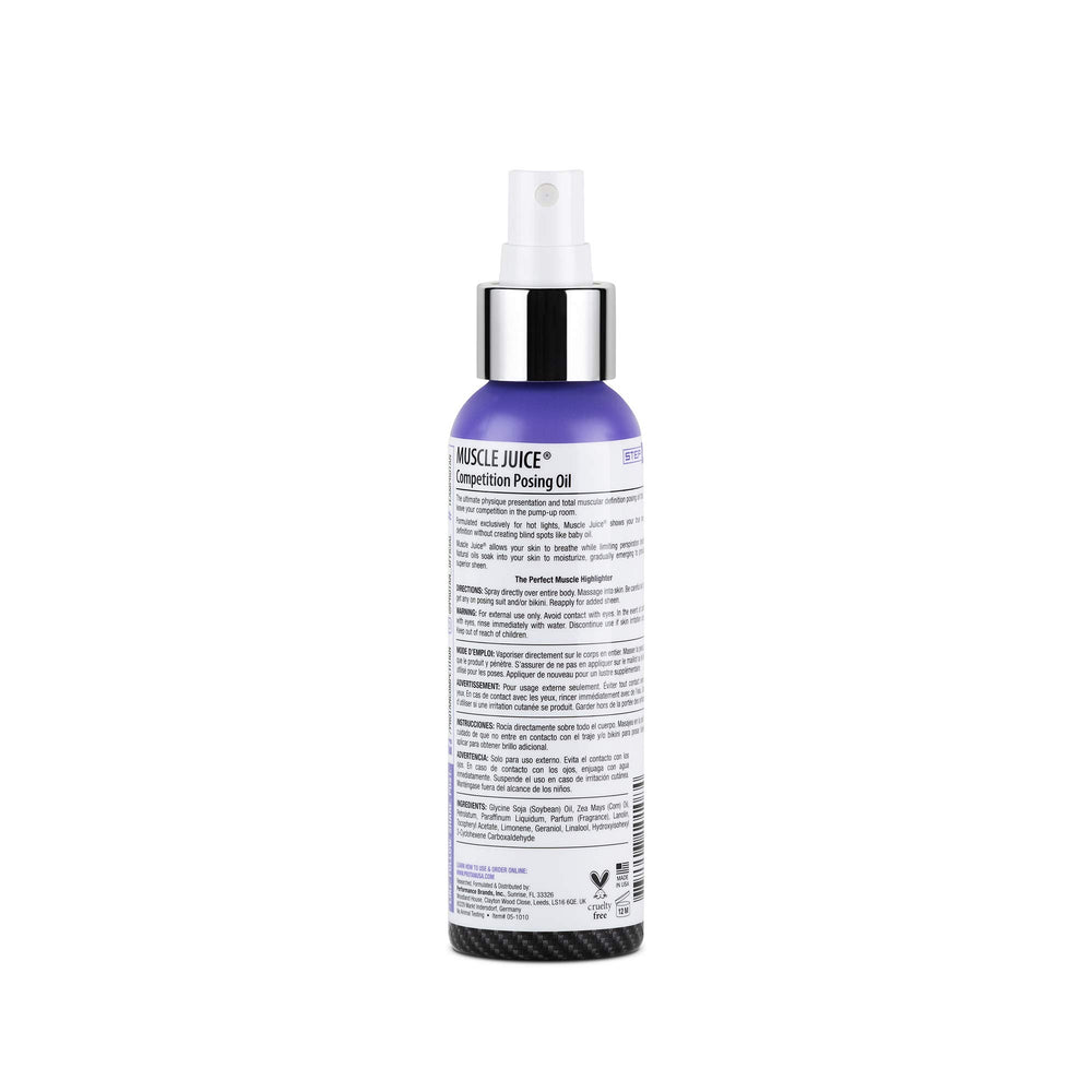 Muscle Juice Stage Oil applied to skin to highlight definition under stage lighting
