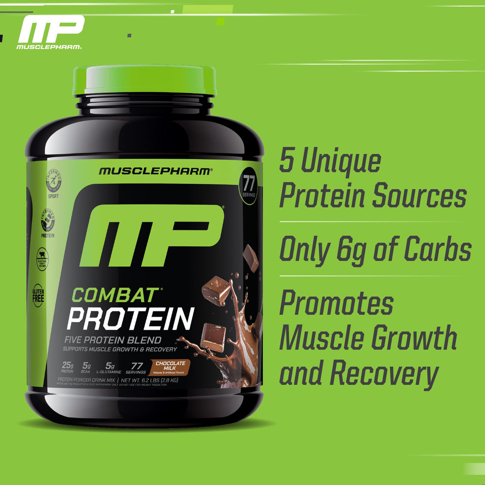 MusclePharm Combat serving scoop demonstrates convenient 77 servings total