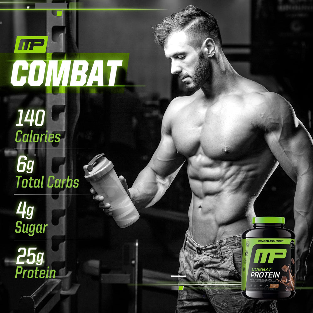 MusclePharm Combat serving scoop demonstrates convenient 77 servings total