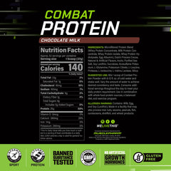 MusclePharm Combat Protein Powder scoop serving shows 25 g protein per serving for recovery