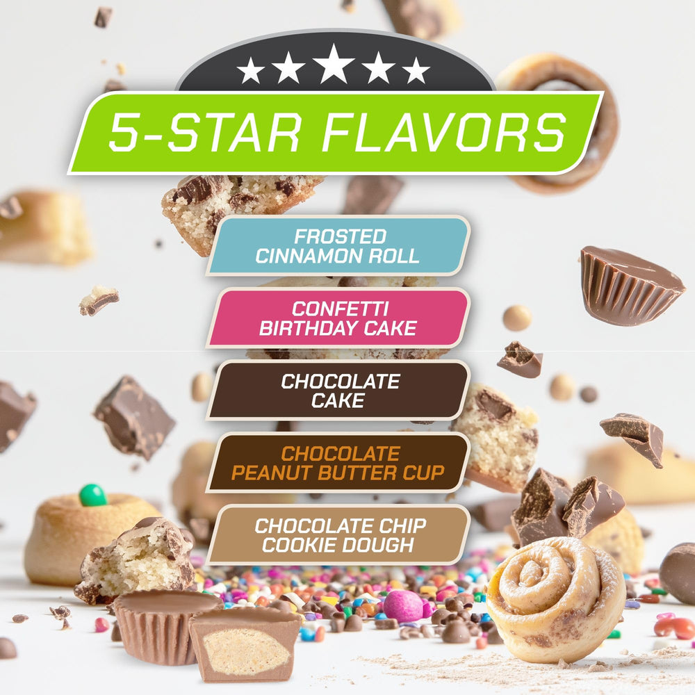 MusclePharm Combat Ready Cinnamon Roll ingredients scene highlights whey protein and fiber