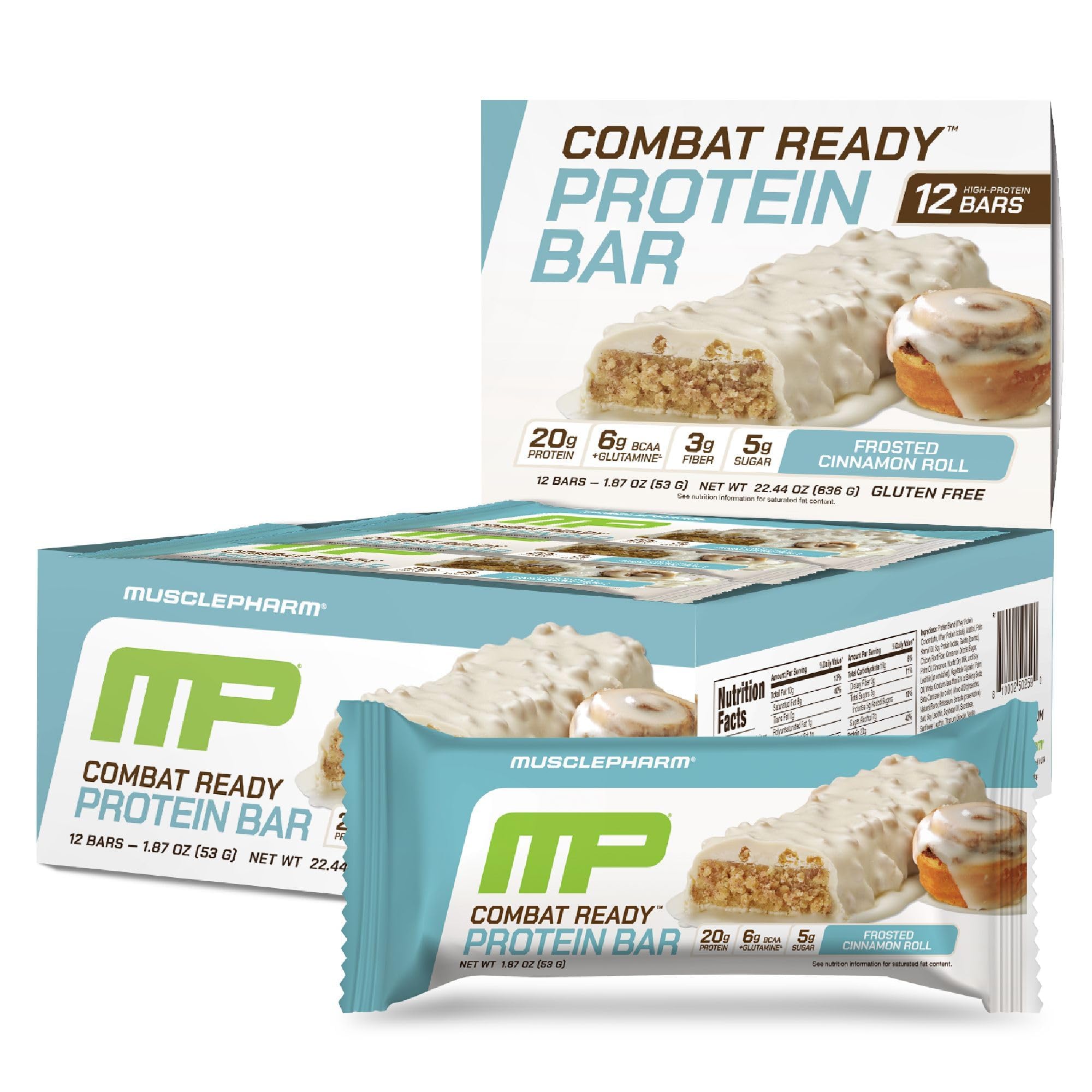 MusclePharm Combat Ready Cinnamon Roll bar pack boosts energy for workouts