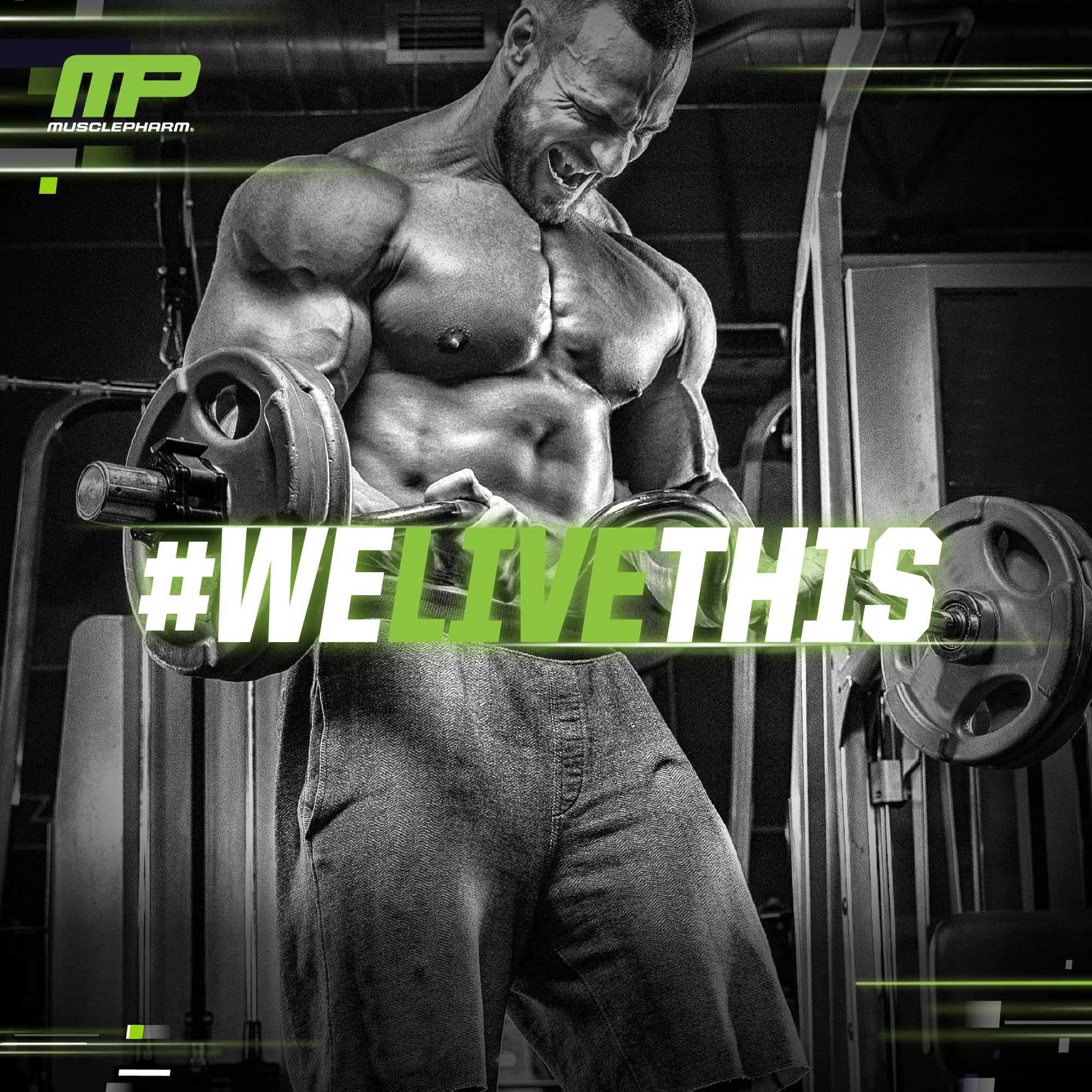 Product lineup showing MusclePharm Essentials BCAA Powder Fruit Punch