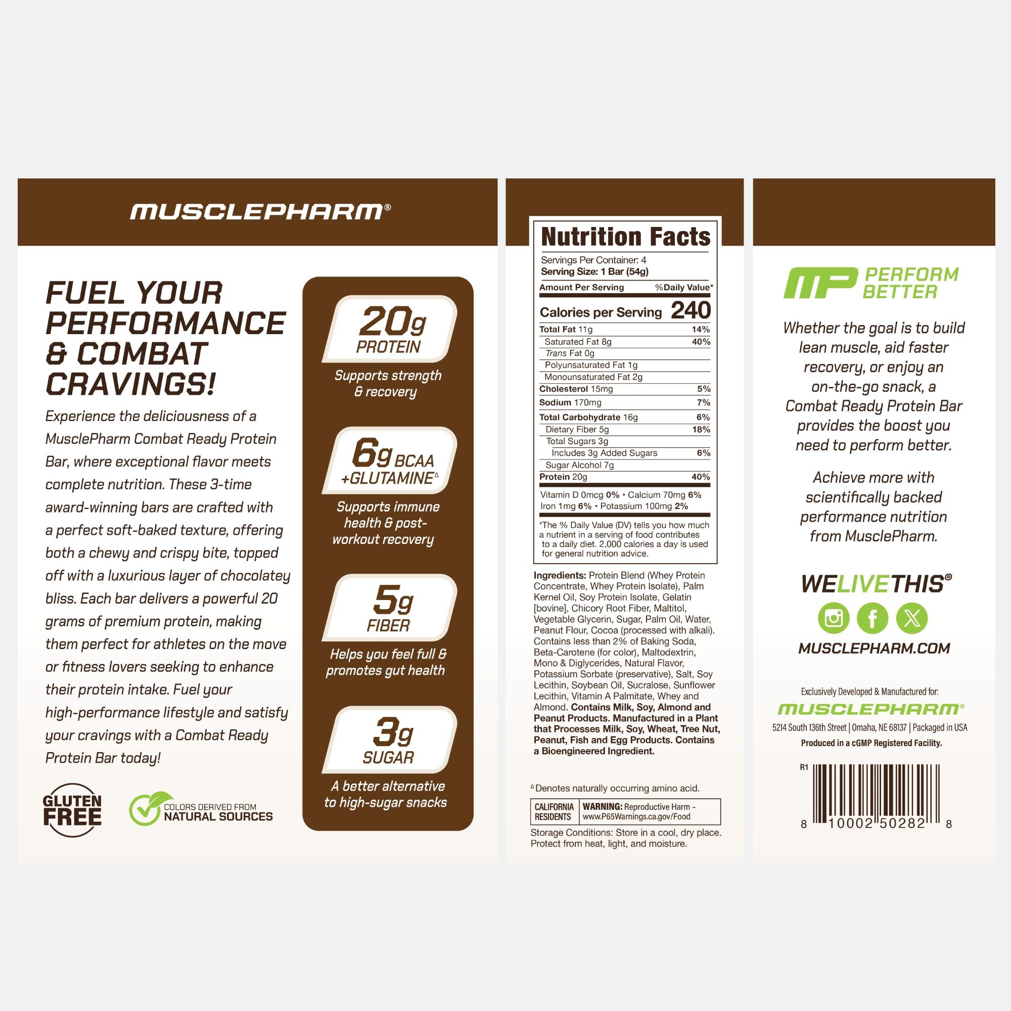 MusclePharm four-bar-pack image demonstrates value and convenient fueling for workouts.