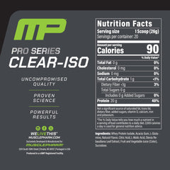 MusclePharm Pro Series Clear-ISO glass filled drink emphasizes refreshing, low-sugar protein for recovery