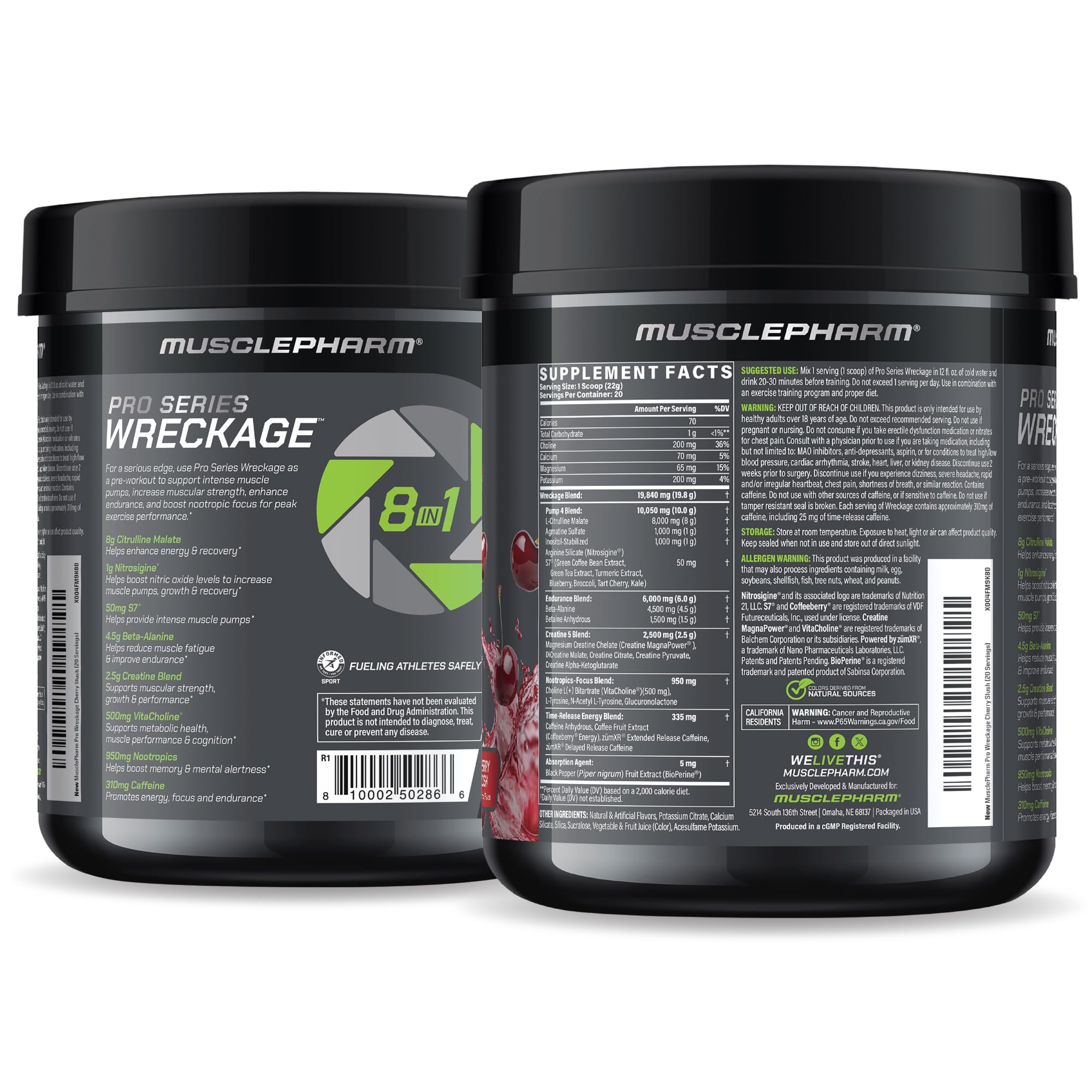 MusclePharm WRECKAGE certification seal emphasizes quality and substance testing