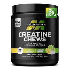 MuscleTech Creatine Chews Citrus Burst bottle label 90-count
