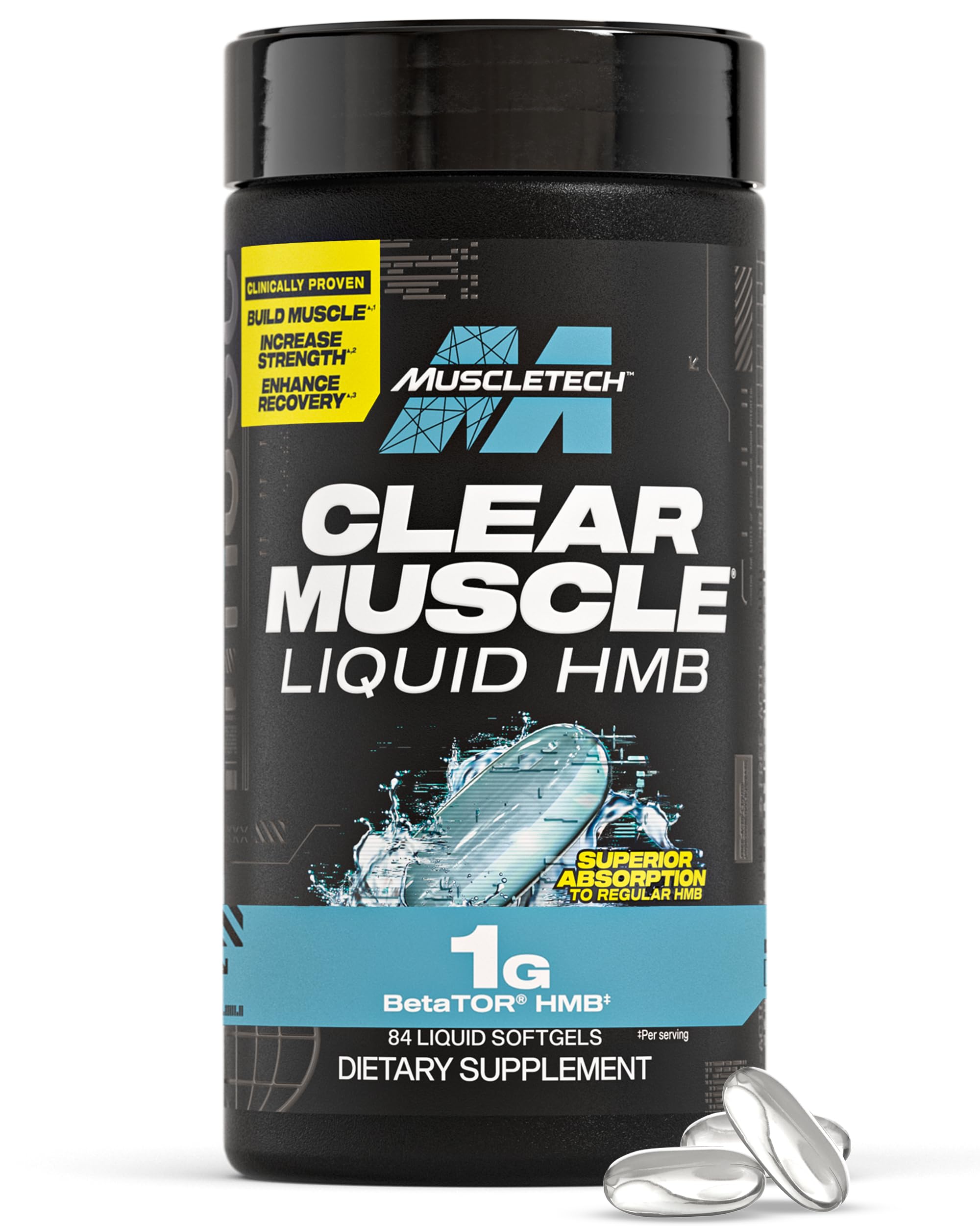 Muscletech HMB Clear Muscle bottle with 84 liquid softgels