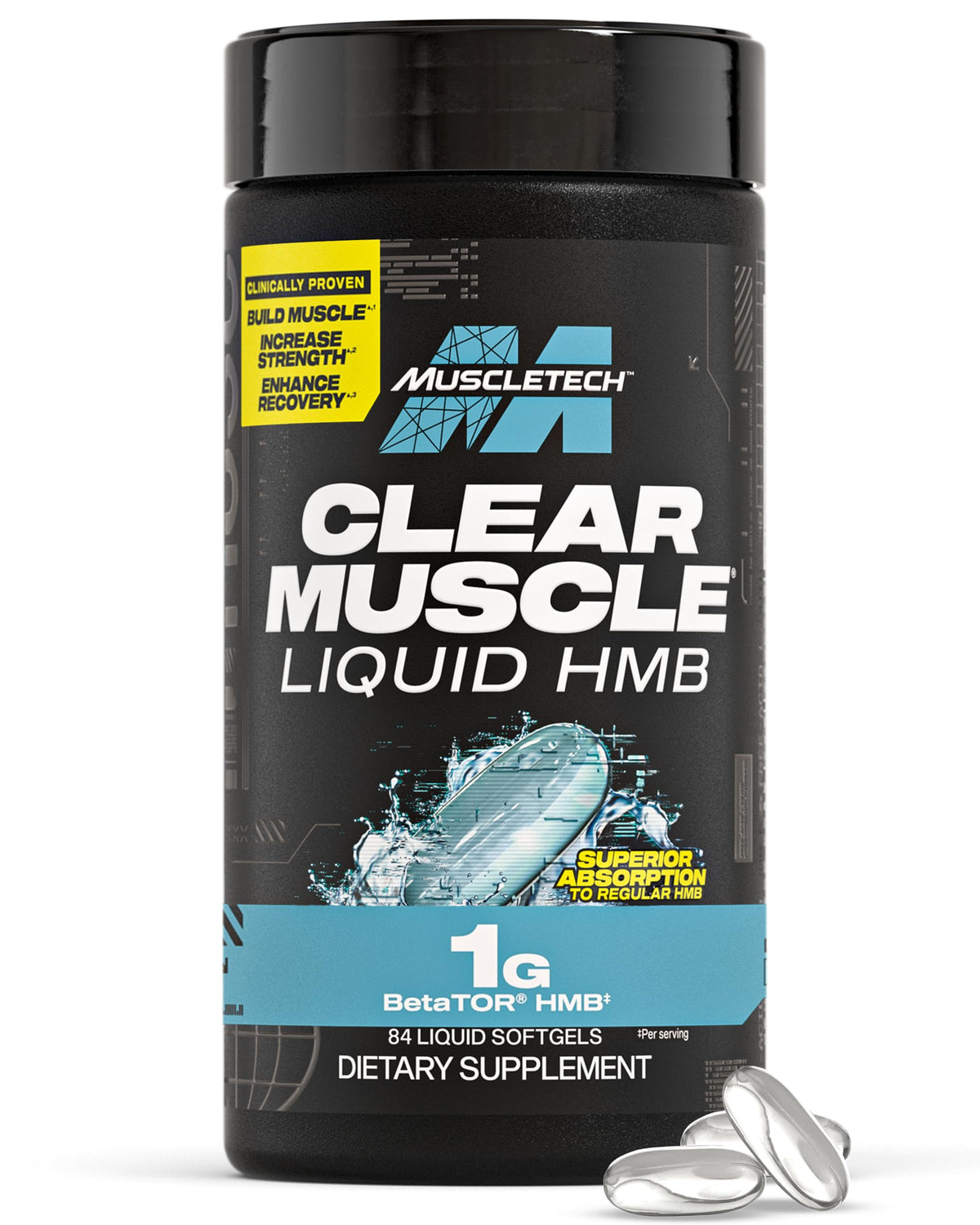Muscletech HMB Clear Muscle bottle with 84 liquid softgels