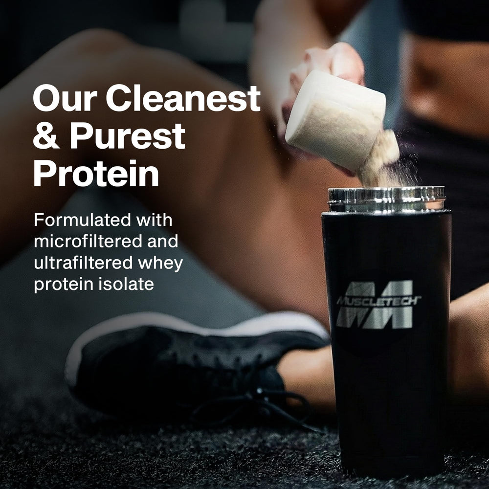 MuscleTech IsoWhey Vanilla shaker-mix showing quick, convenient protein for training days