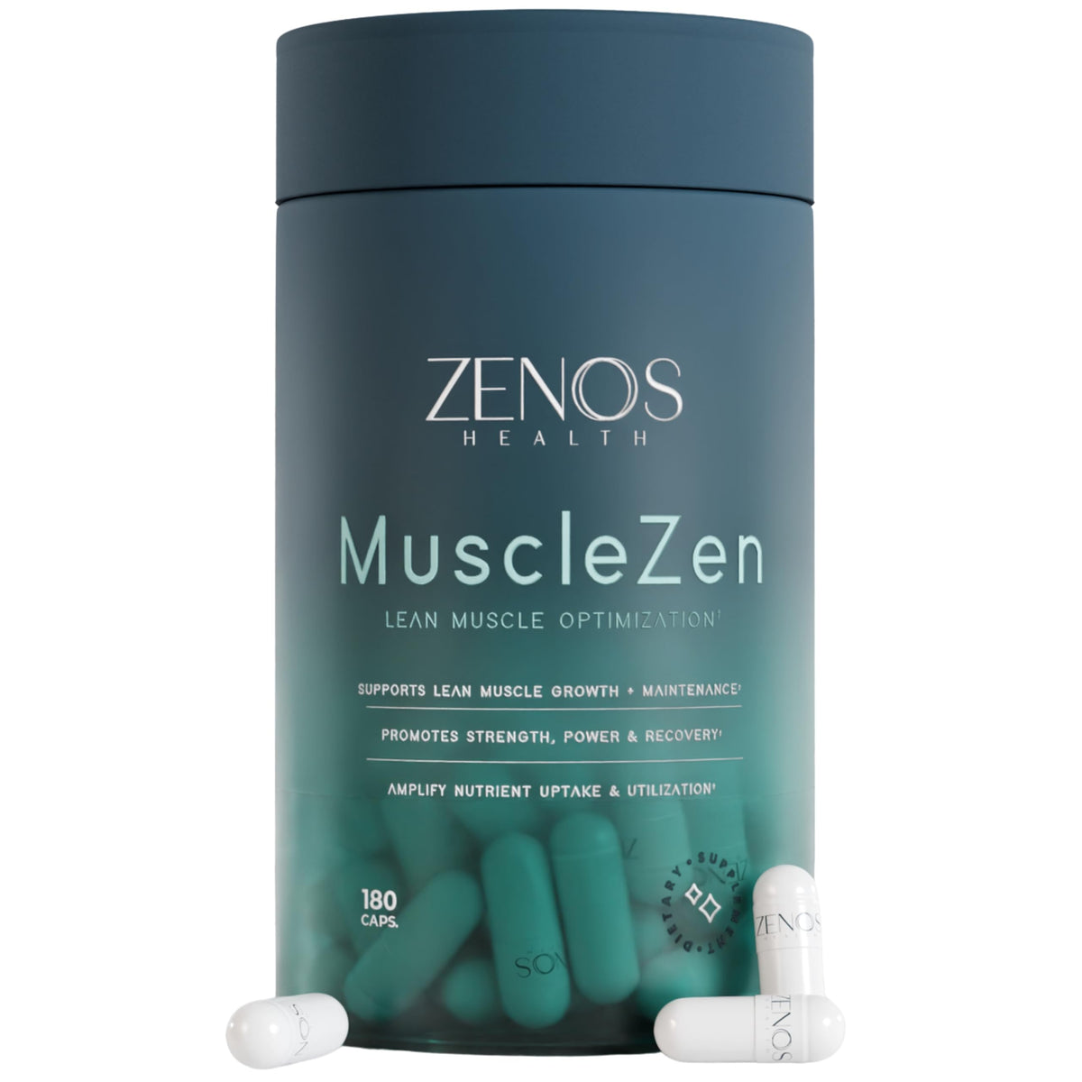 Front view of MuscleZen Men’s Muscle Builder bottle