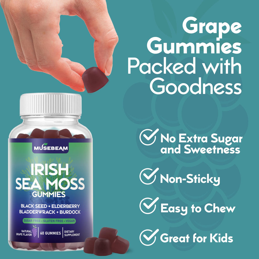 Sugar-free vegan sea moss gummies displayed with white background