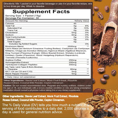Organic mushroom coffee blend with 30 single-serve sticks