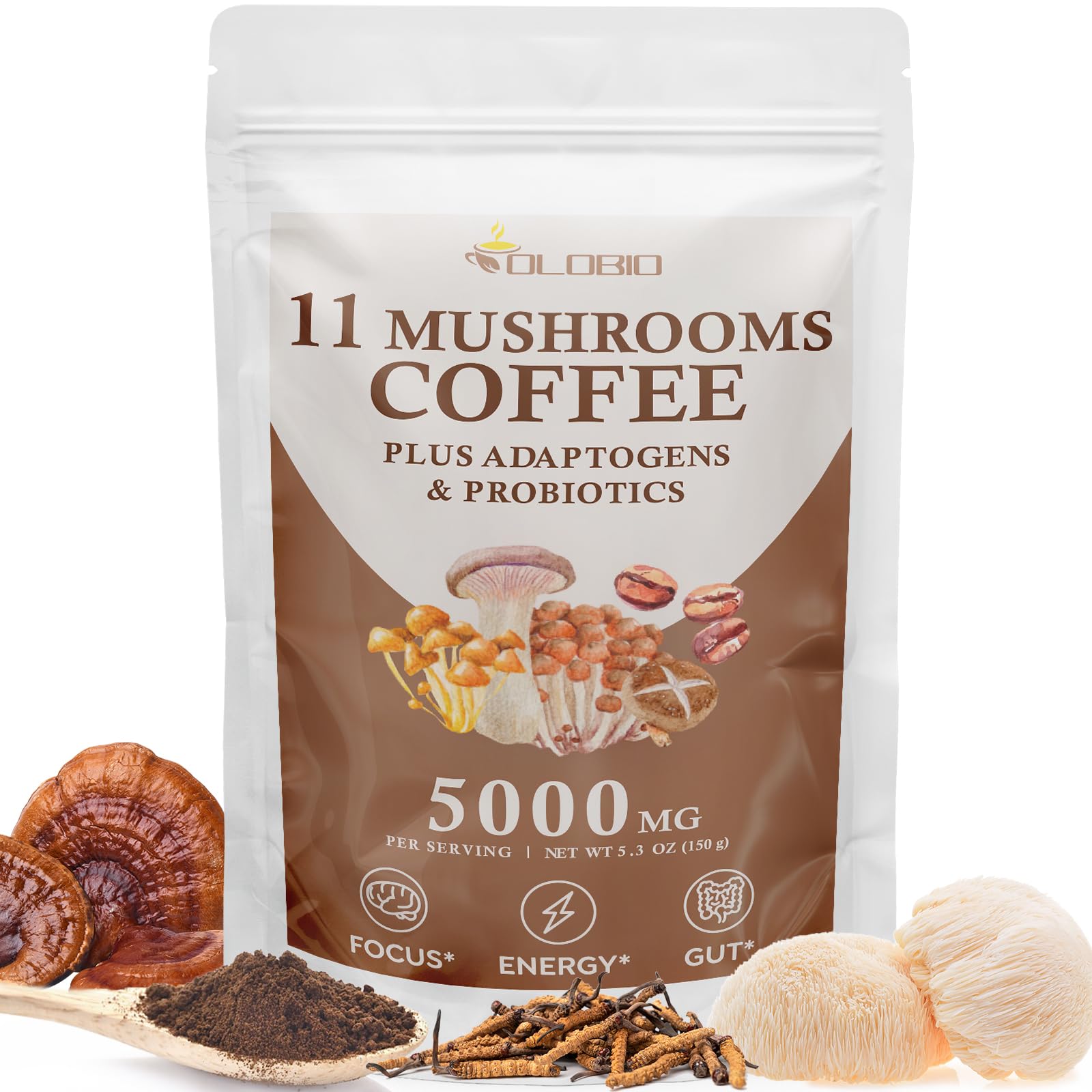 Hero image of Mushroom Coffee with 11-mushroom blend