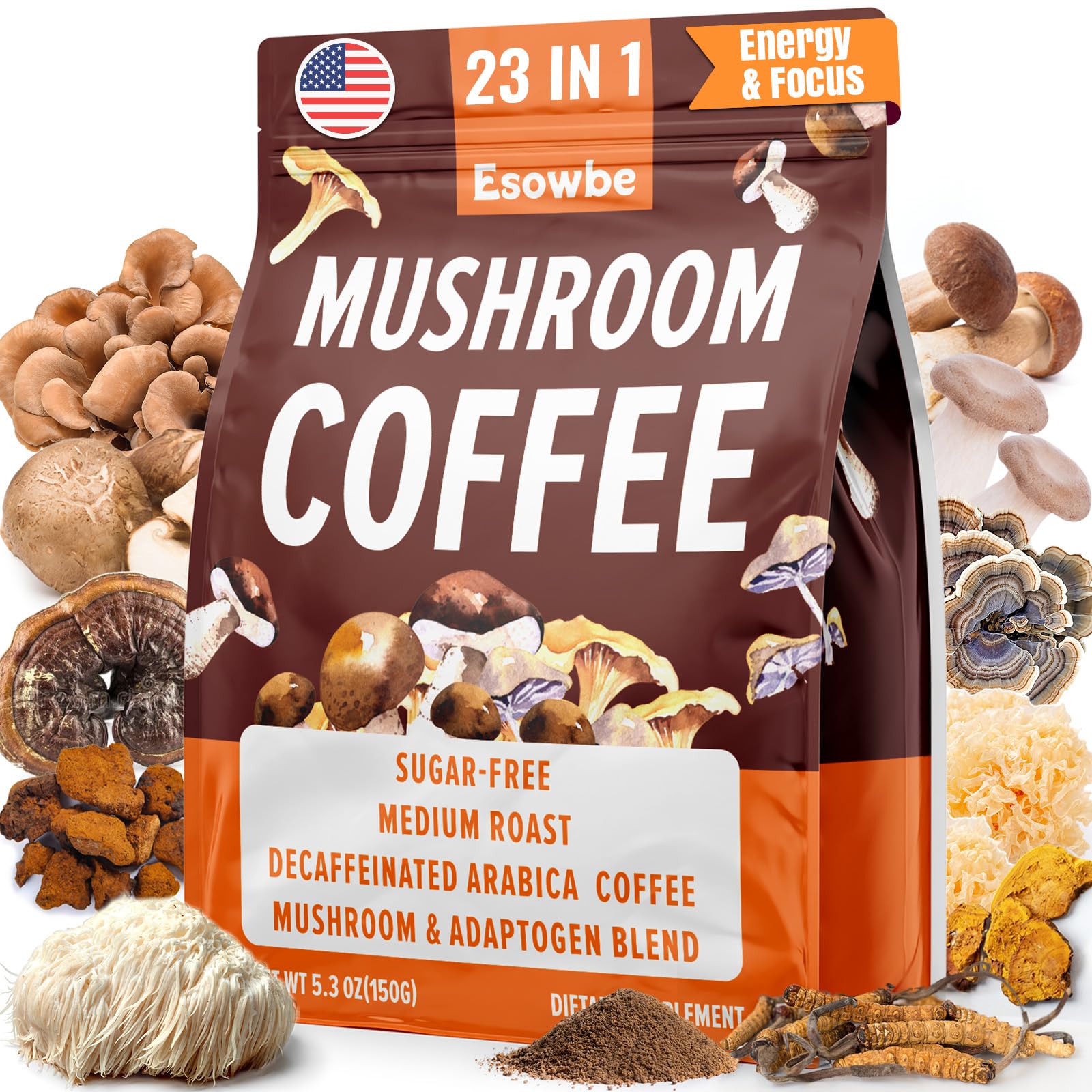 Product bottle of Mushroom Coffee 23-in-1 Instant