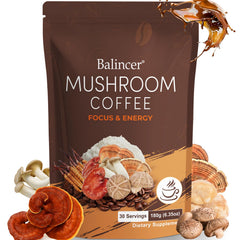 Mushroom coffee blend with 6 adaptogenic mushrooms: Lion's Mane, Cordyceps, Turkey Tail