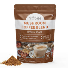 Mushroom coffee blend with six adaptogenic mushrooms including Lion's Mane and Cordyceps