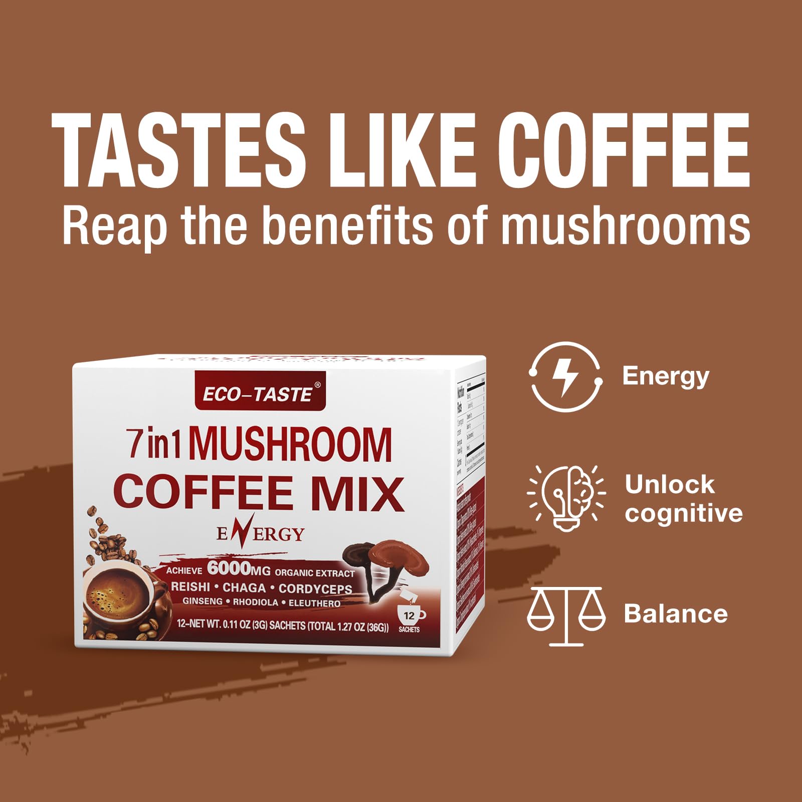 Unbeatable price per serving for ECO-TASTE 7 in 1 mushroom coffee