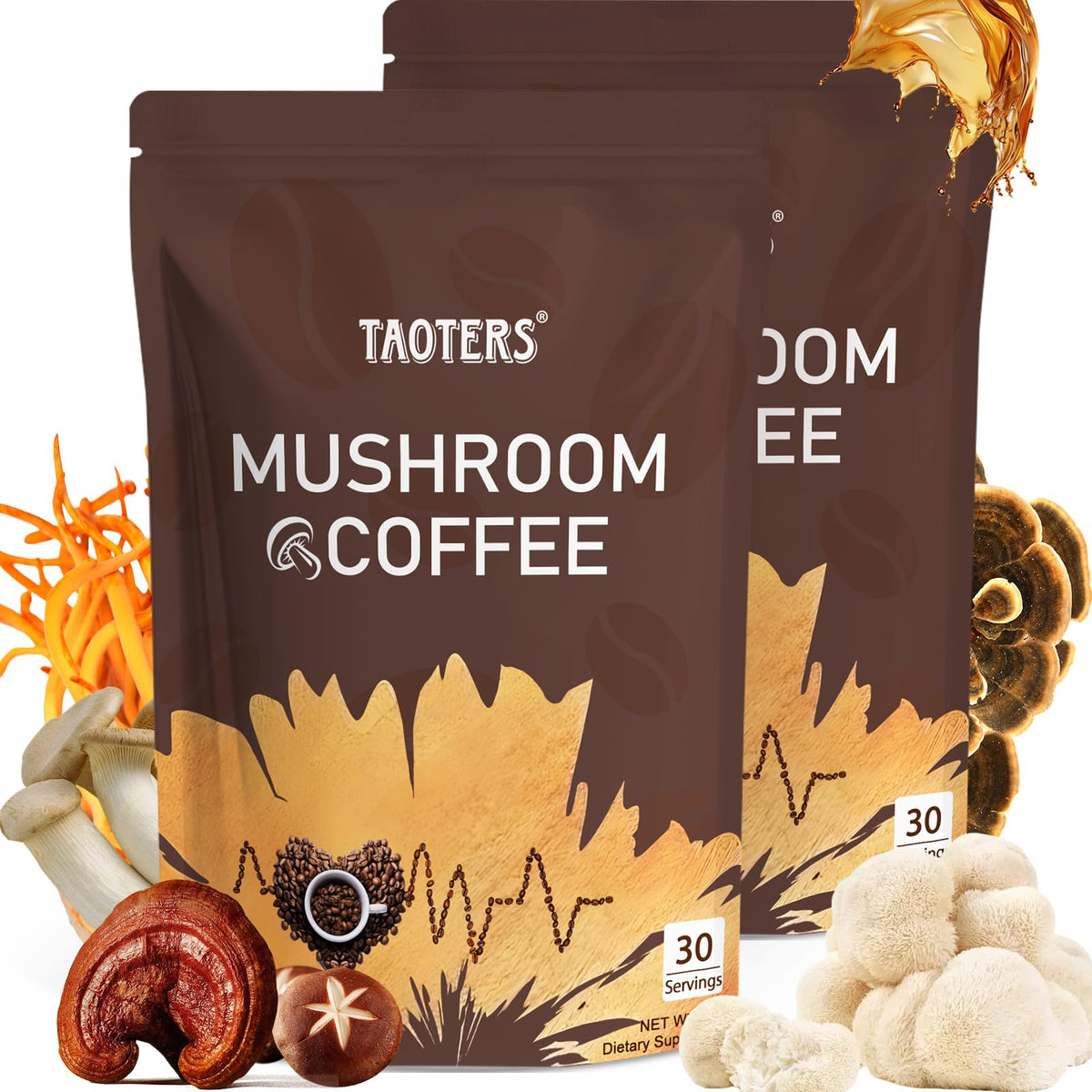 Mushroom coffee box with six adaptogenic mushrooms