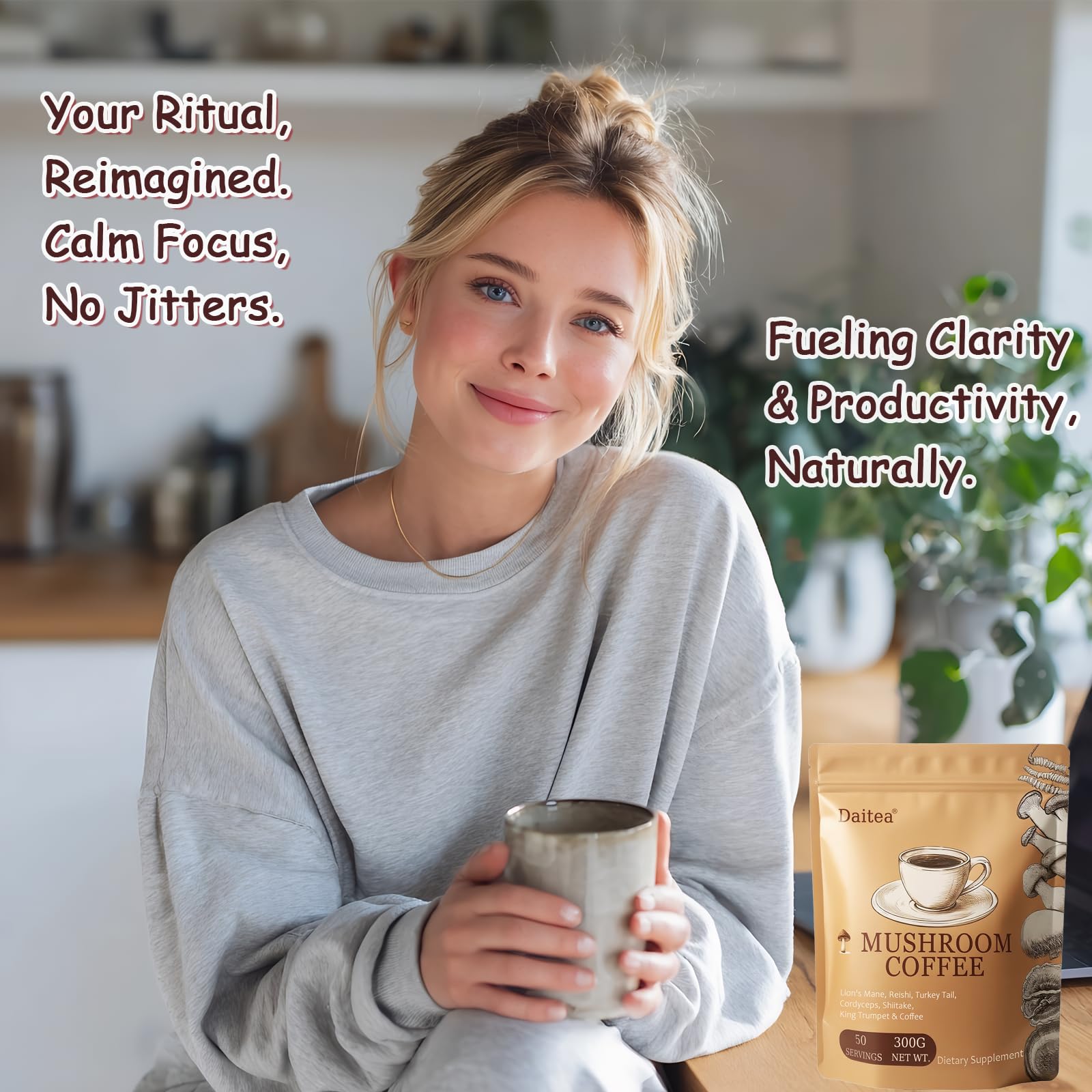 Cup of Mushroom Coffee depicting energy and focus