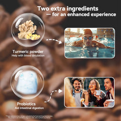 Graphic showing Cordyceps, Pleurotus eryngii, and Hericium erinaceus ingredients.