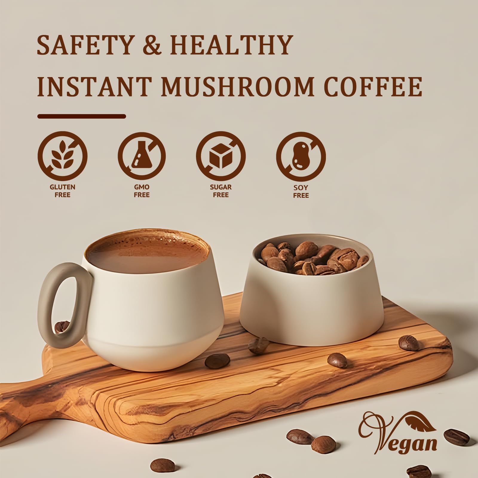 Creamy mushroom coffee latte in a mug