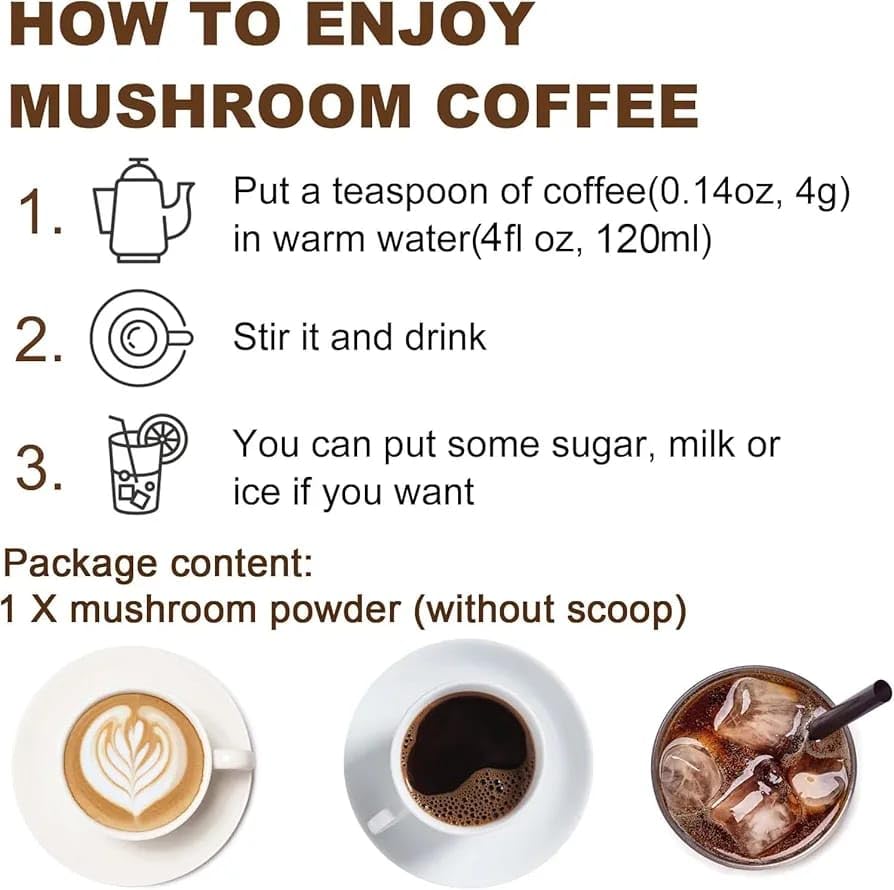 Packshot of mushroom coffee featuring Lion's Mane, Cordyceps, and Chaga