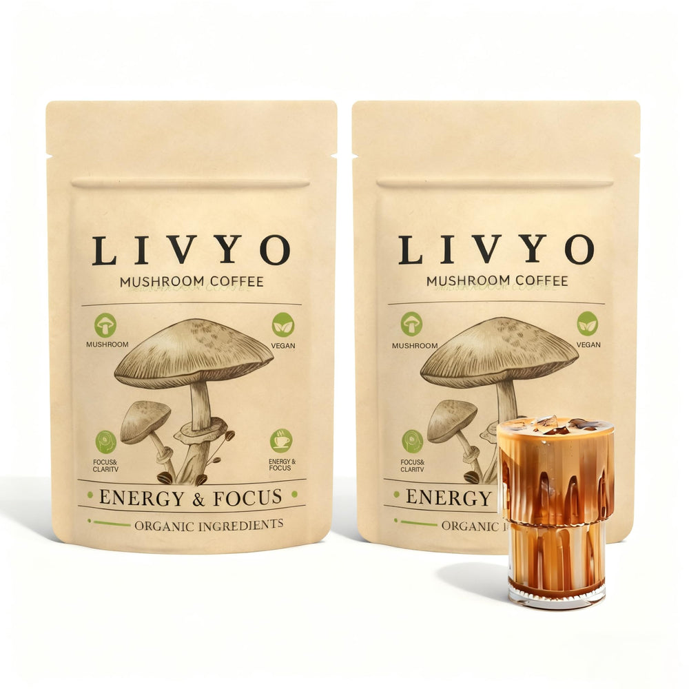 Mushroom coffee with Lions Mane and Turkey Tail blend in packaging