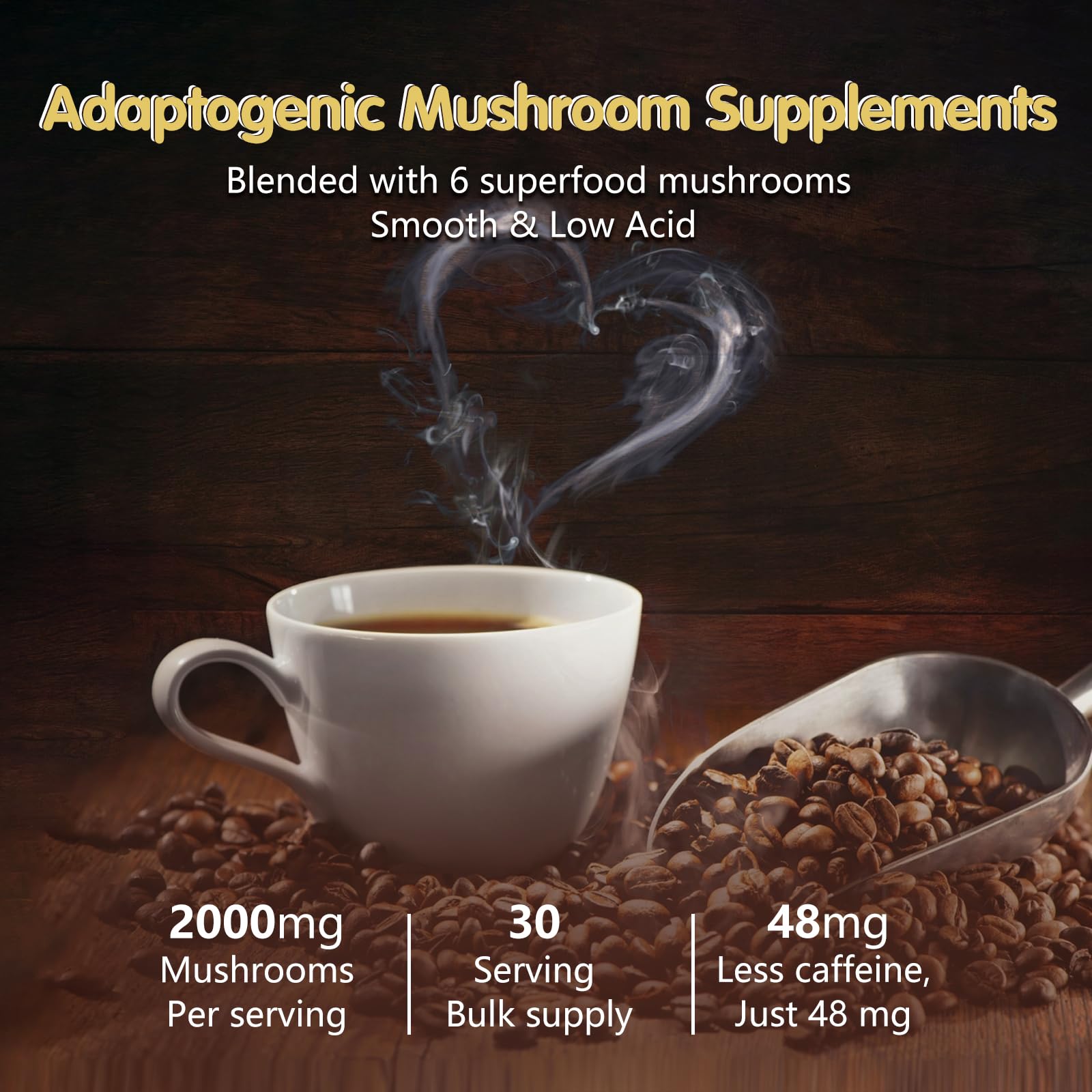 Zip-lock bag packaging for the mushroom coffee blend