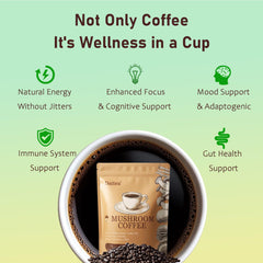 Six mushrooms in the blend: Cordyceps, Lion's Mane, Reishi, Shiitake, Turkey Tail, King Trumpet